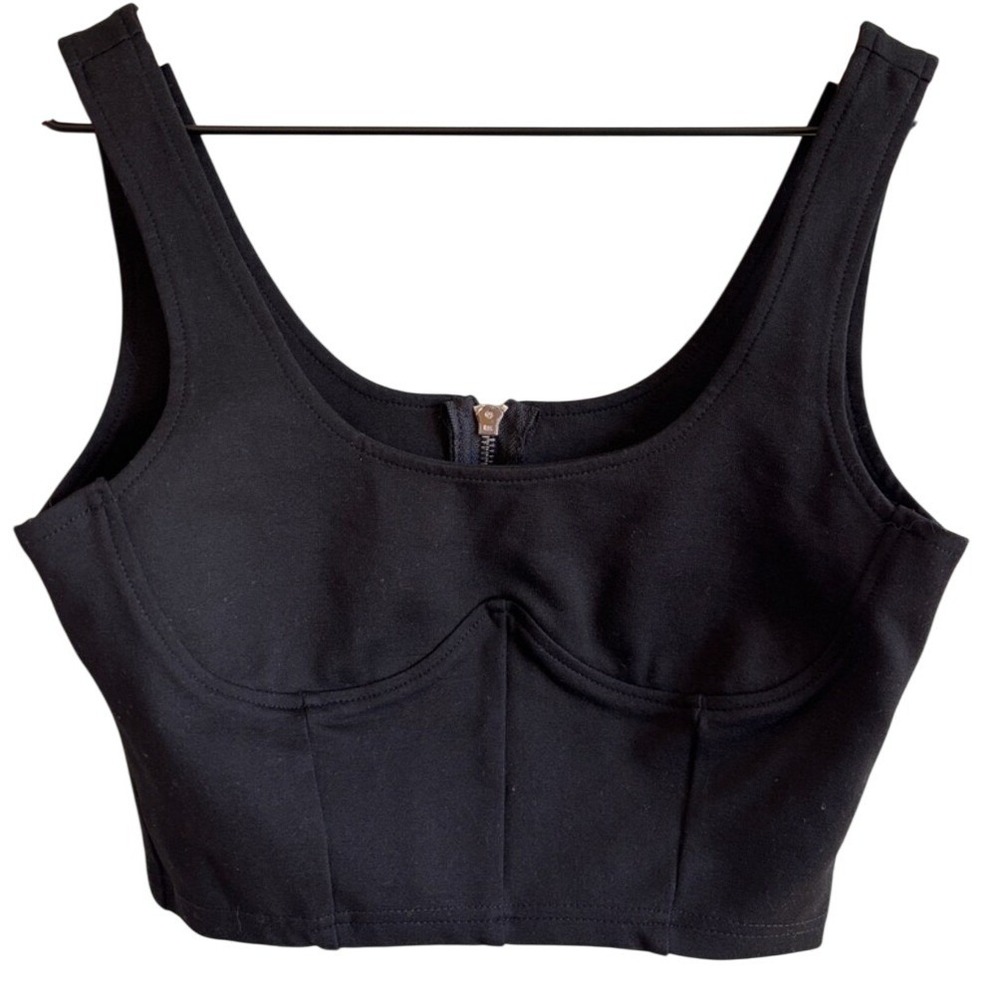 Black Corset Bustier Cropped Tank Top L Like New Stretch Consign